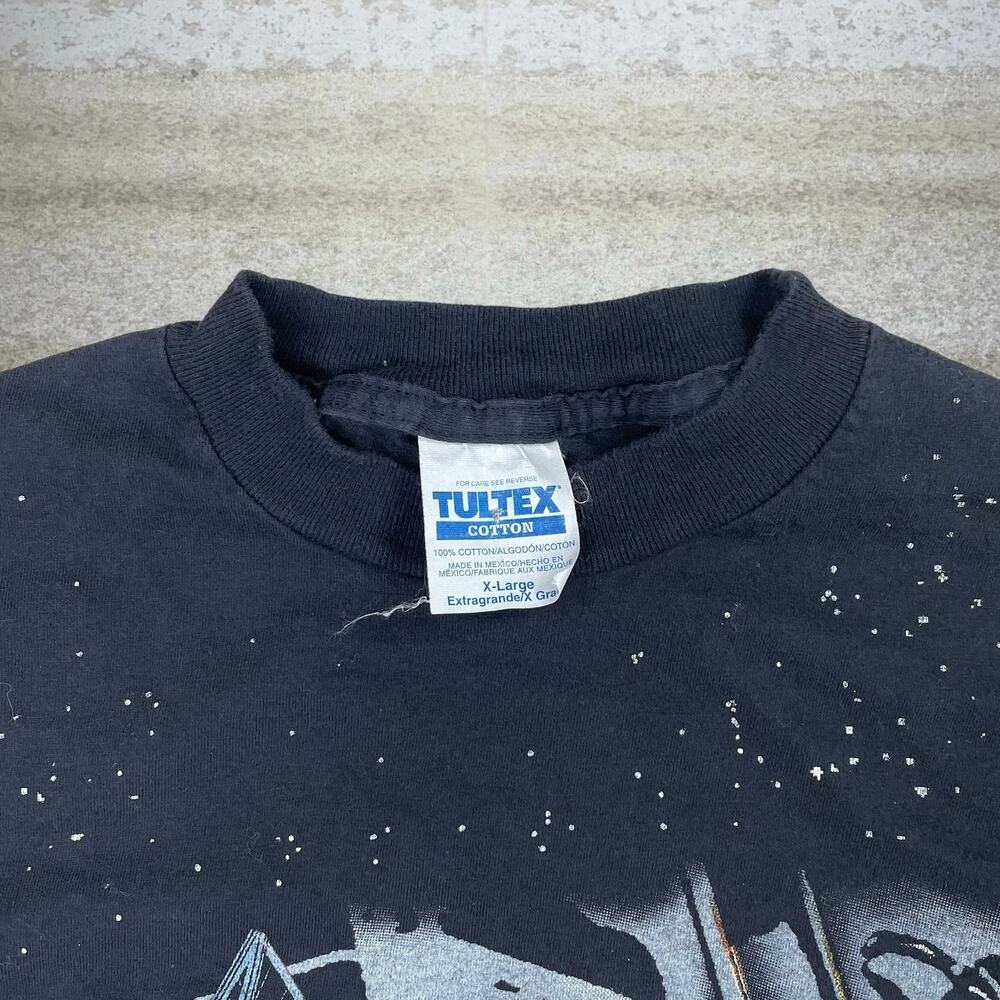 Vintage 90s Darth Vader Shirt Mens XL  Jet Black All Over Print Cotton Tultex - Picture 4 of 4